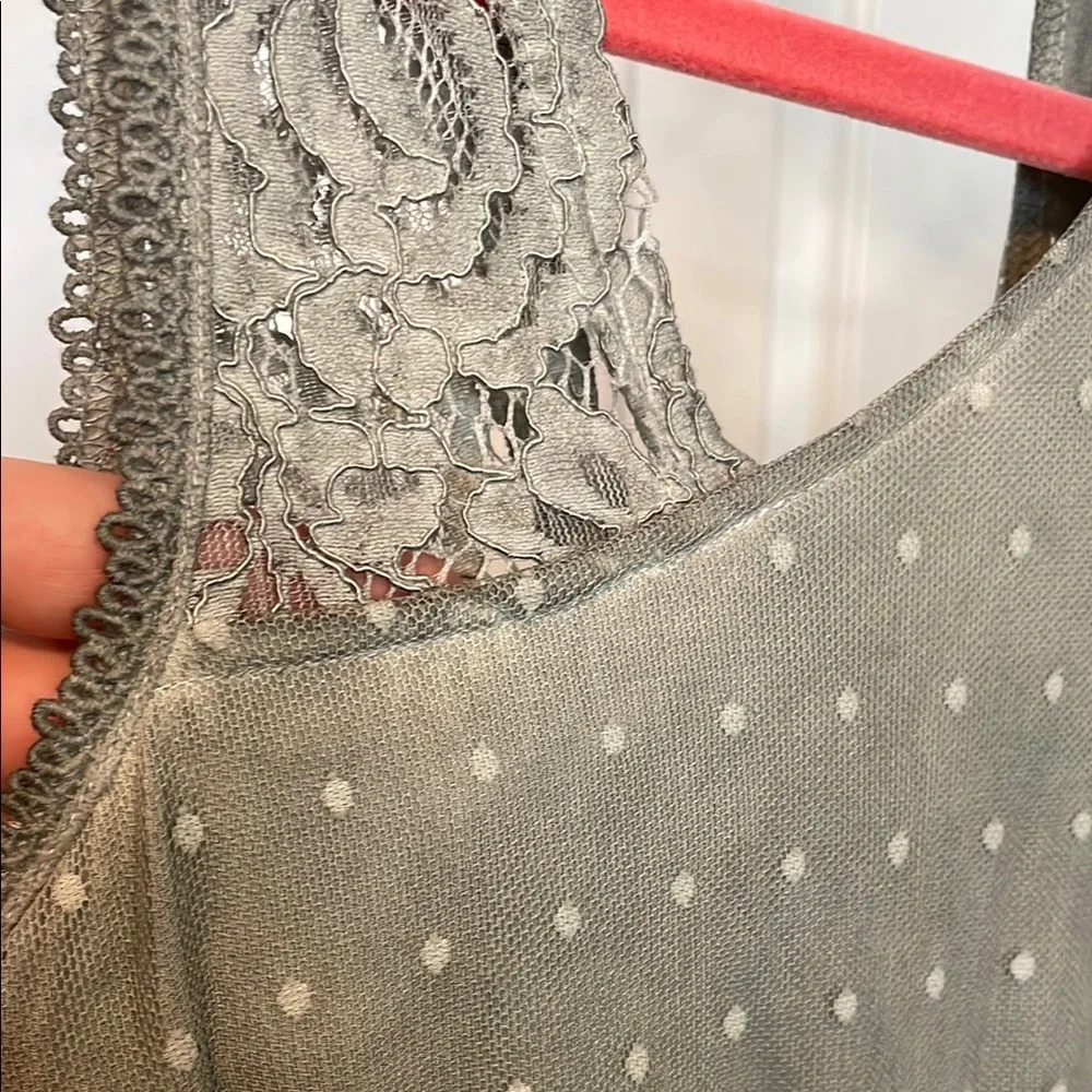 POL Grey Halter Peplum Tank Top with Lace Back and Cutouts NWOT - Picture 3 of 7